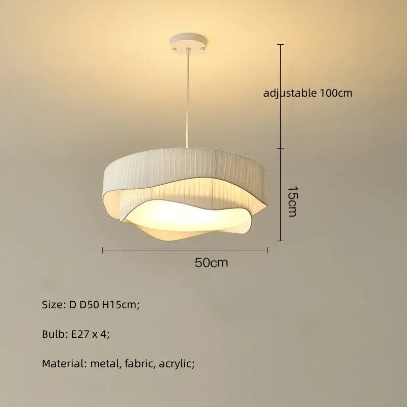 White Fabric Pendant Light with E27 Socket