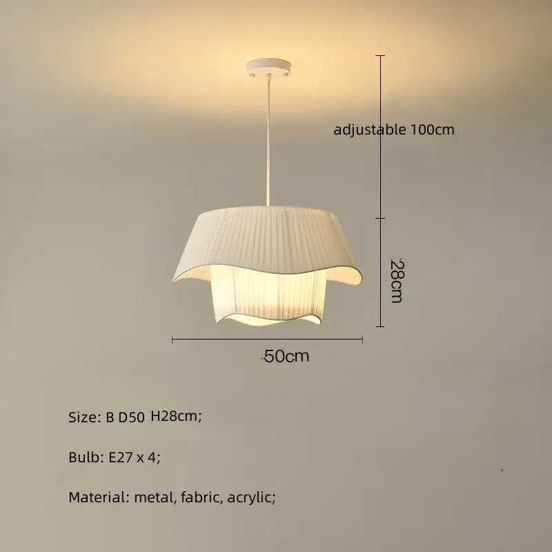 White Fabric Pendant Light with E27 Socket