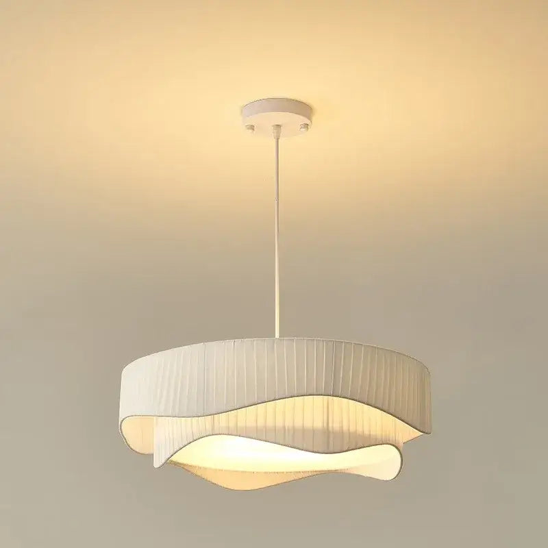 White Fabric Pendant Light with E27 Socket