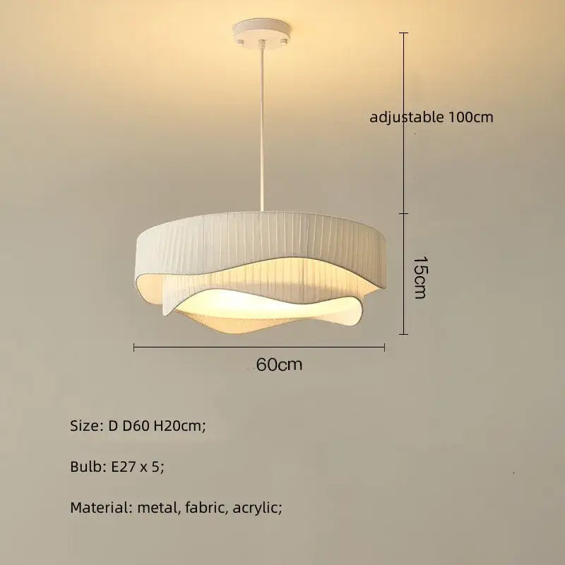 White Fabric Pendant Light with E27 Socket