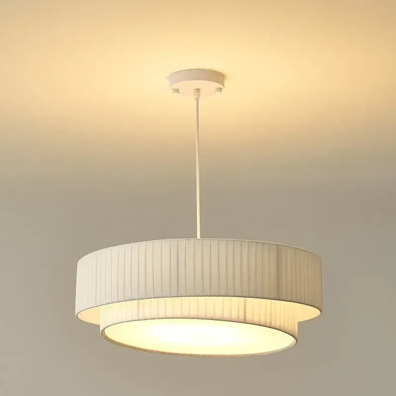 White Fabric Pendant Light with E27 Socket