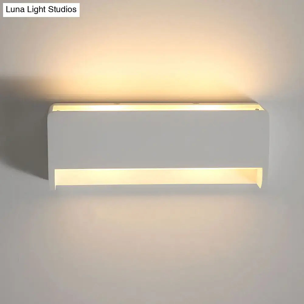 White Gypsum Rectangular Wall Sconce