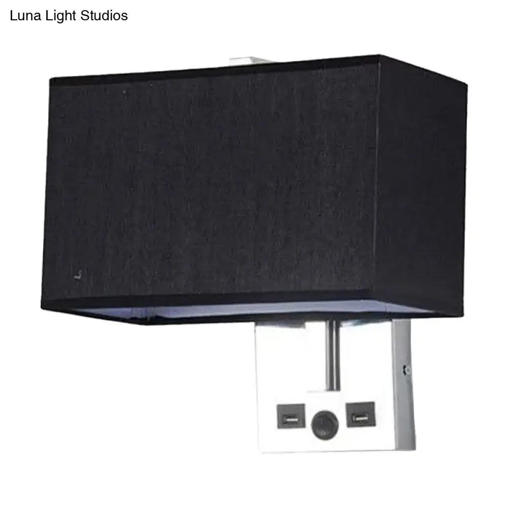 White Modern USB Fabric Wall Sconce