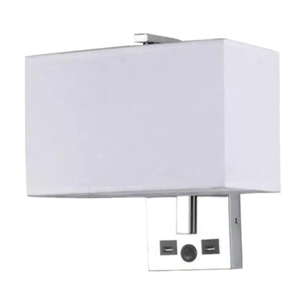 White Modern USB Fabric Wall Sconce