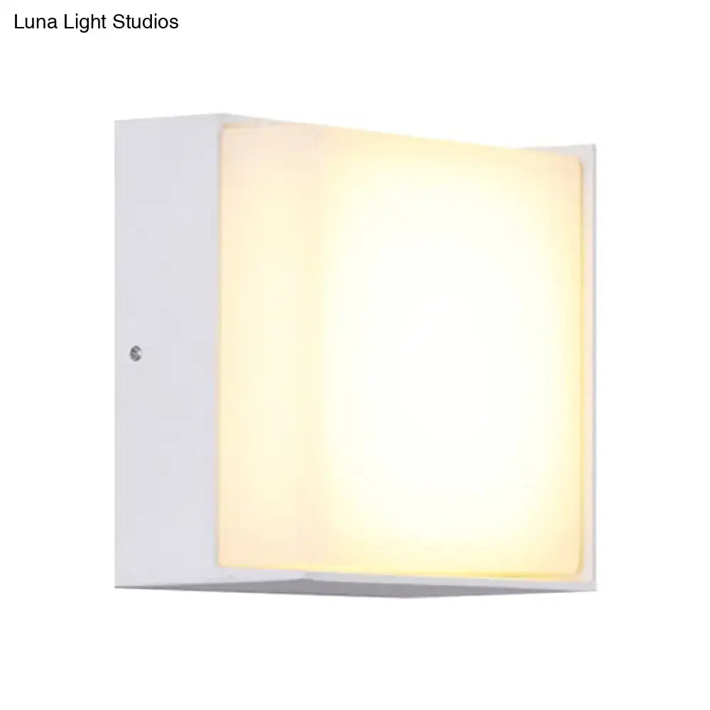White Rectangular Metal Acrylic Wall Light