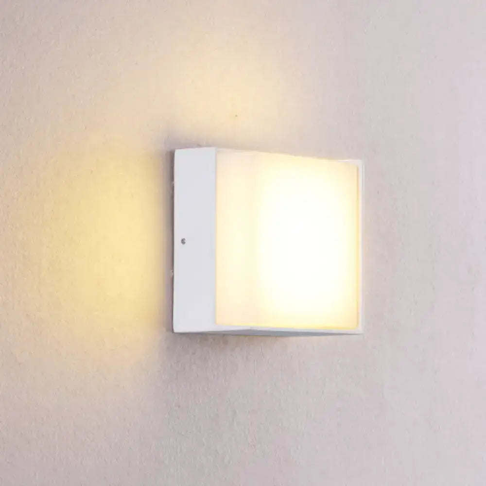White Rectangular Metal Acrylic Wall Light