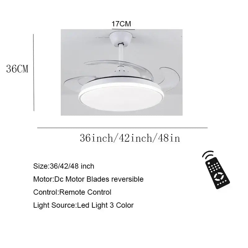 White Remote Ceiling Fan 48-Inch with Light