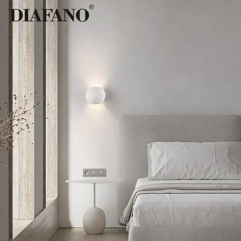 White Gypsum LED Wall Sconce With Tricolor Light