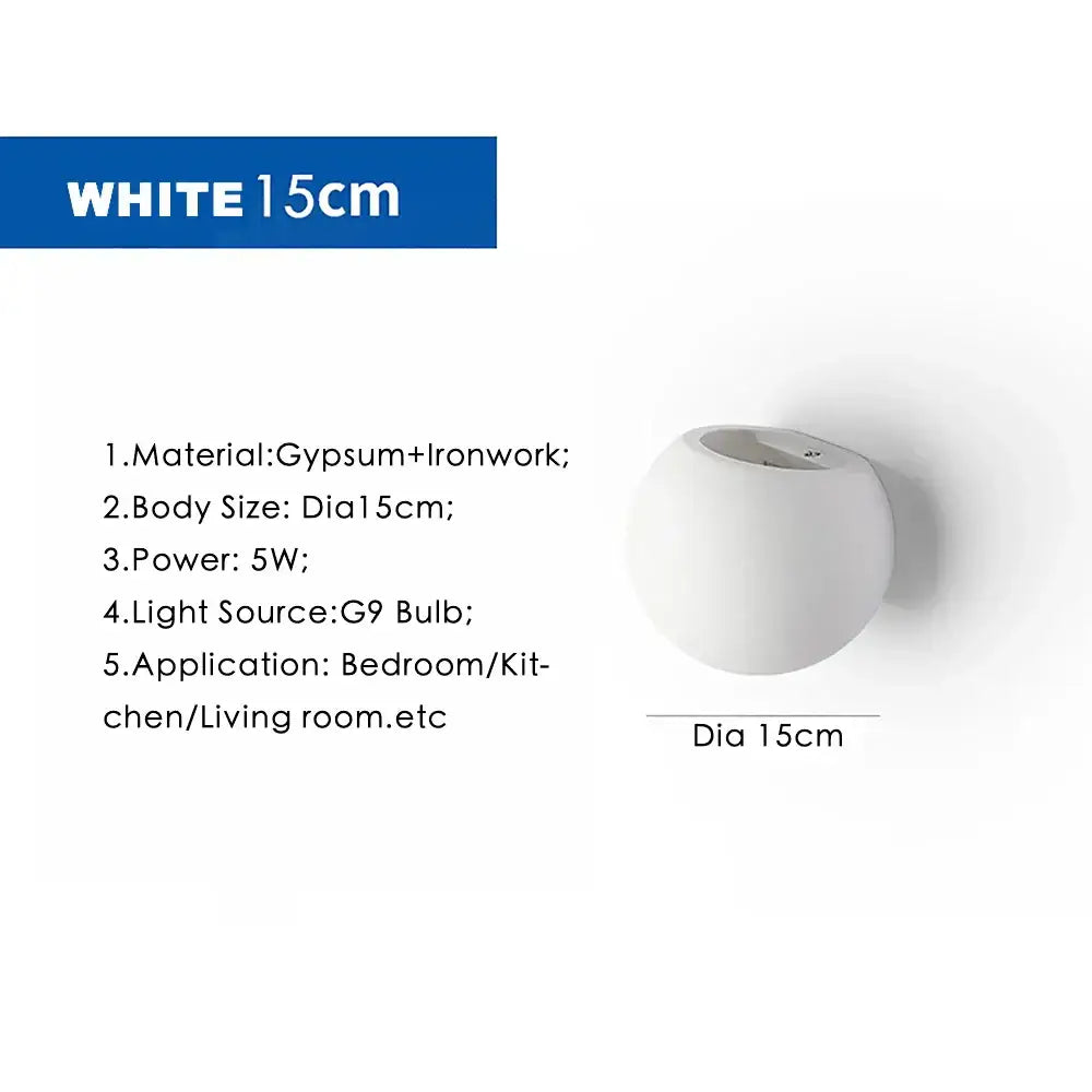 White Gypsum LED Wall Sconce With Tricolor Light