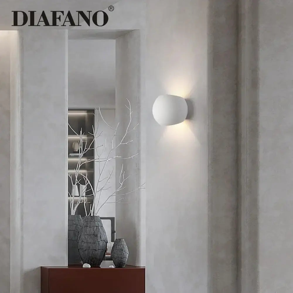 White Gypsum LED Wall Sconce With Tricolor Light