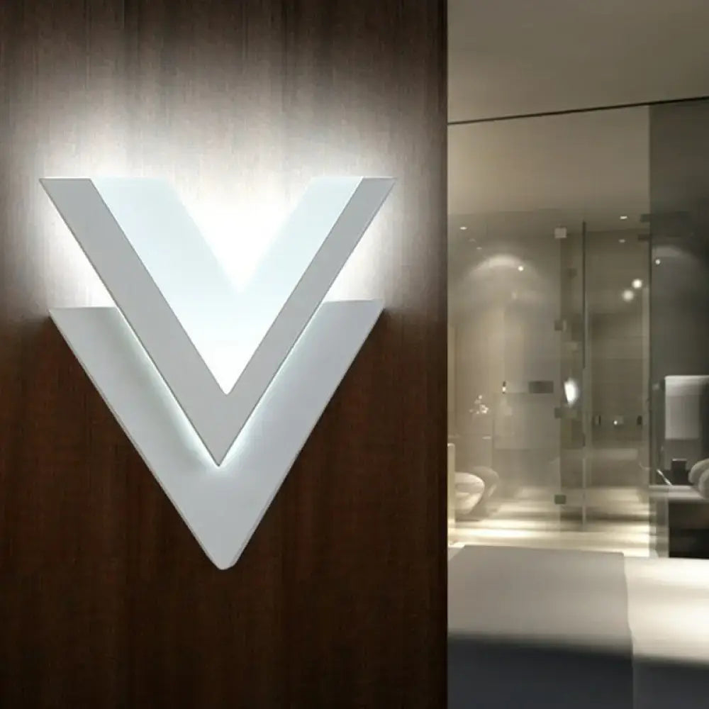 White V-Shaped LED Sconce