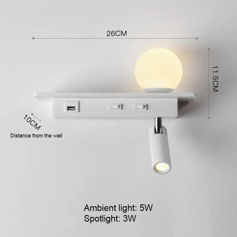 White Wall Shelf Light