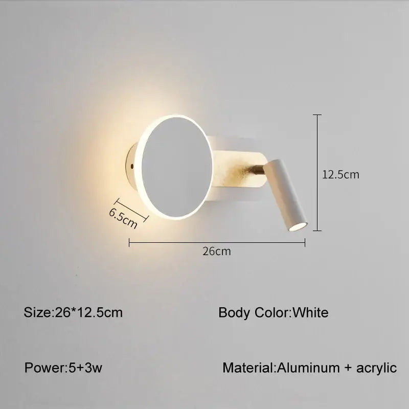 White Adjustable Spotlight Wall Light 8W