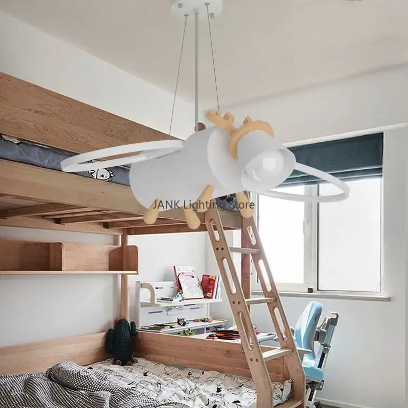 Wooden Deer Pendant Light