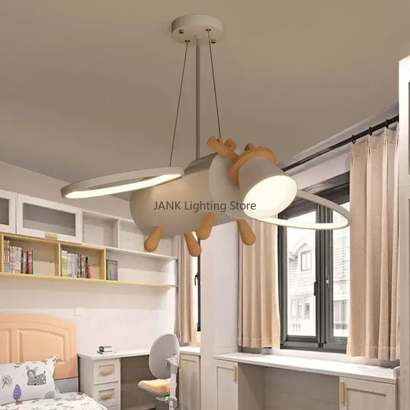 Wooden Deer Pendant Light