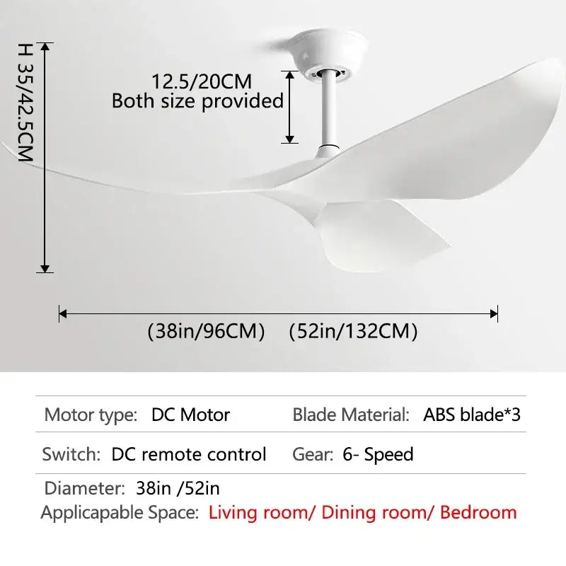 White Wood Grain 52-Inch DC Ceiling Fan
