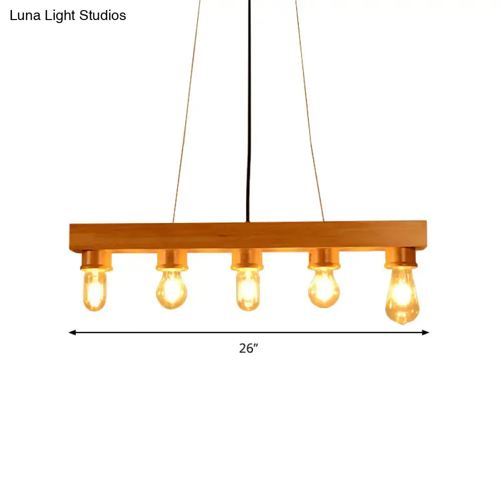 Wood Rectangular Chandelier