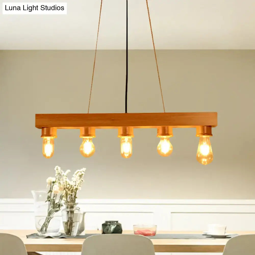 Wood Rectangular Chandelier