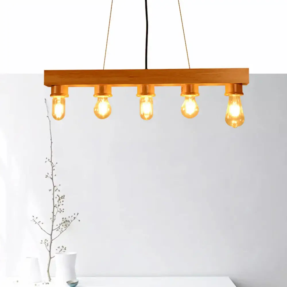 Wood Rectangular Chandelier