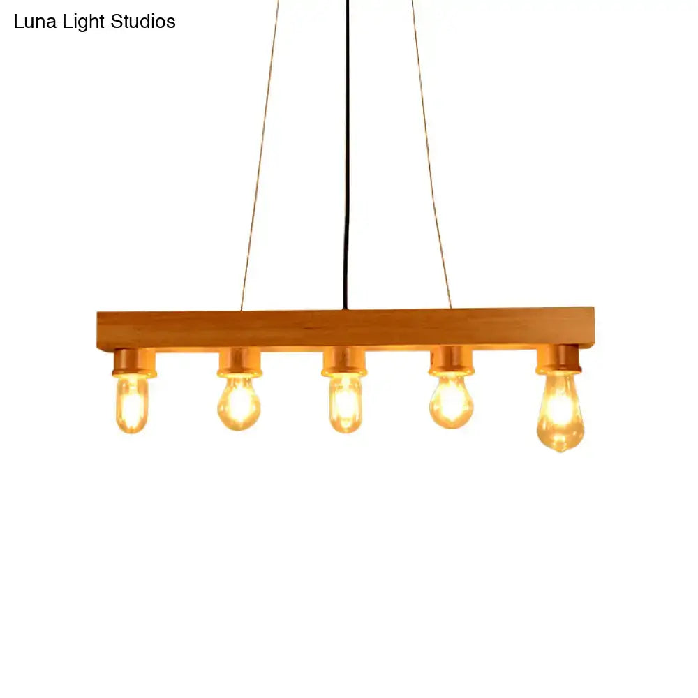 Wood Rectangular Chandelier