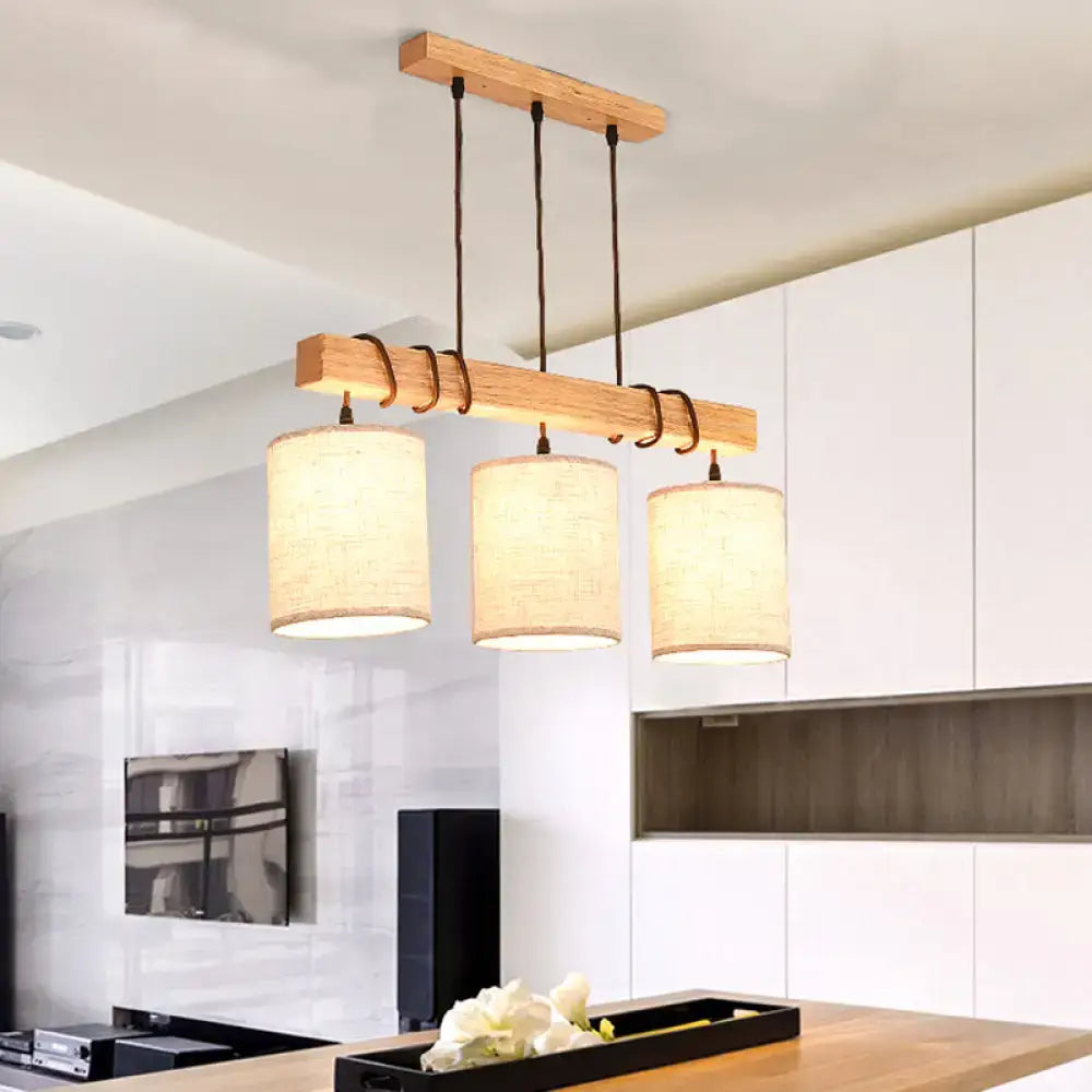 Wood Fabric Island Fixture