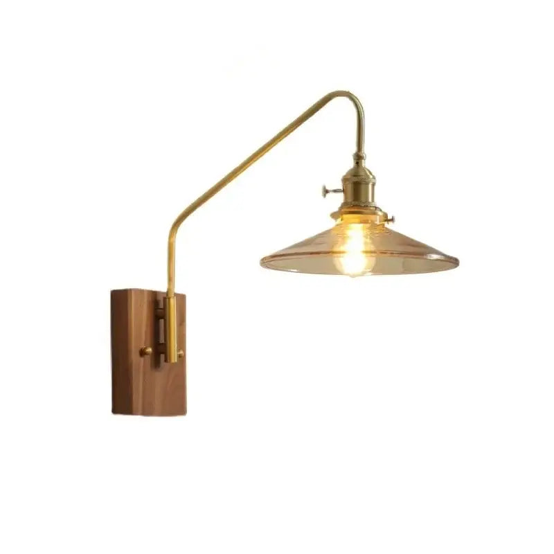 Copper Glass Wood Wall Sconce For Stairway