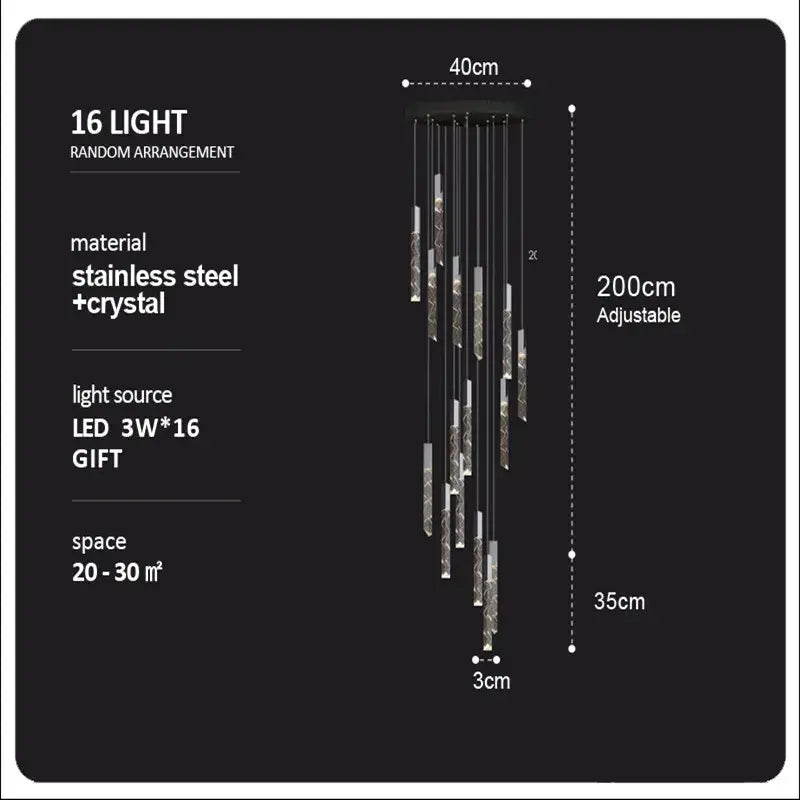 Crystal Column LED Chandelier
