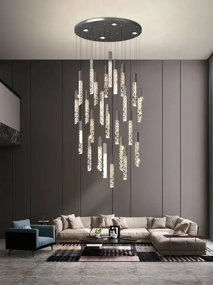 Crystal Column LED Chandelier