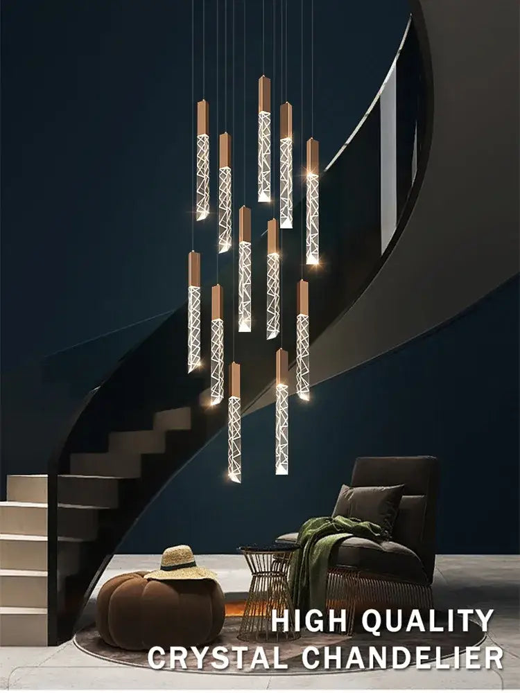 Crystal Column LED Chandelier