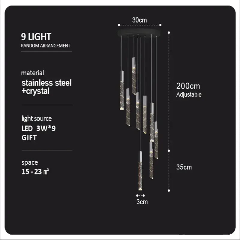 Crystal Column LED Chandelier
