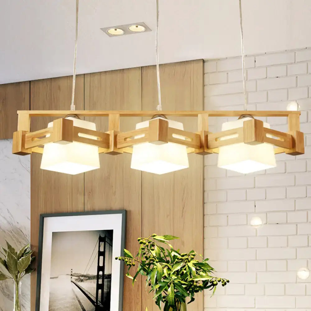 Wood Frosted Glass Island Light