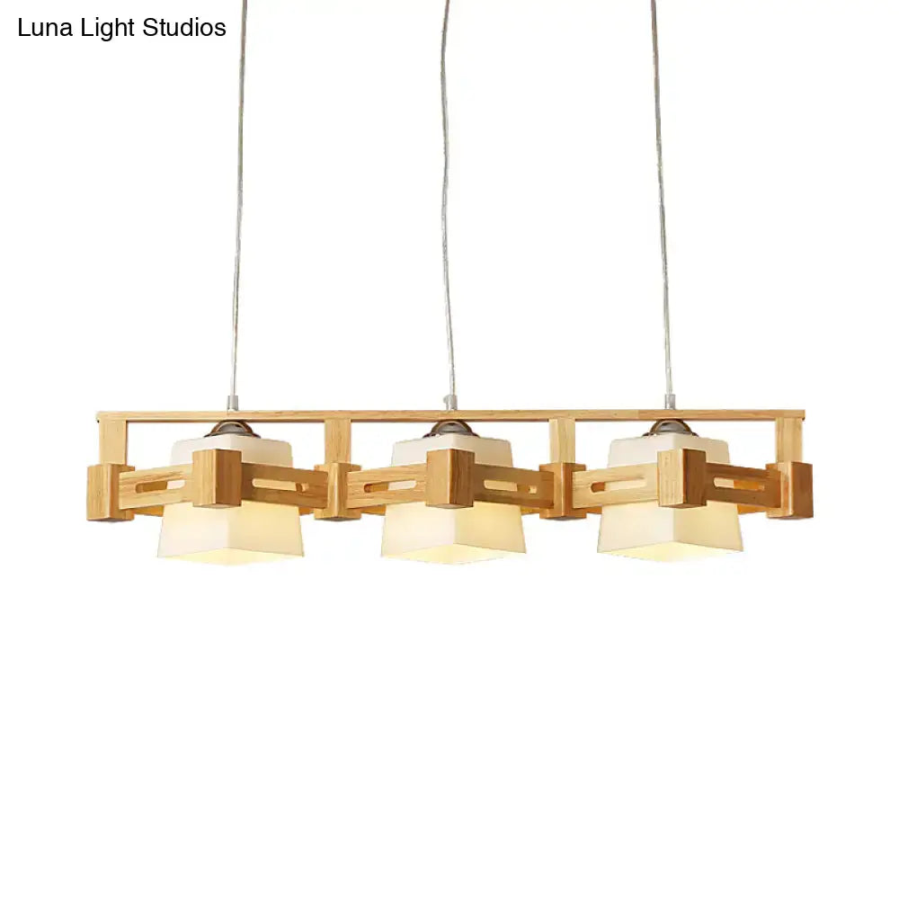 Wood Frosted Glass Island Light