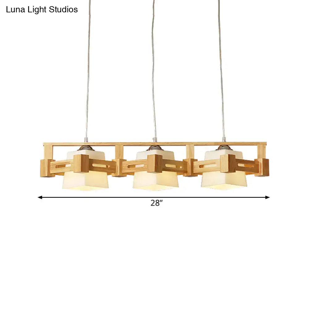 Wood Frosted Glass Island Light