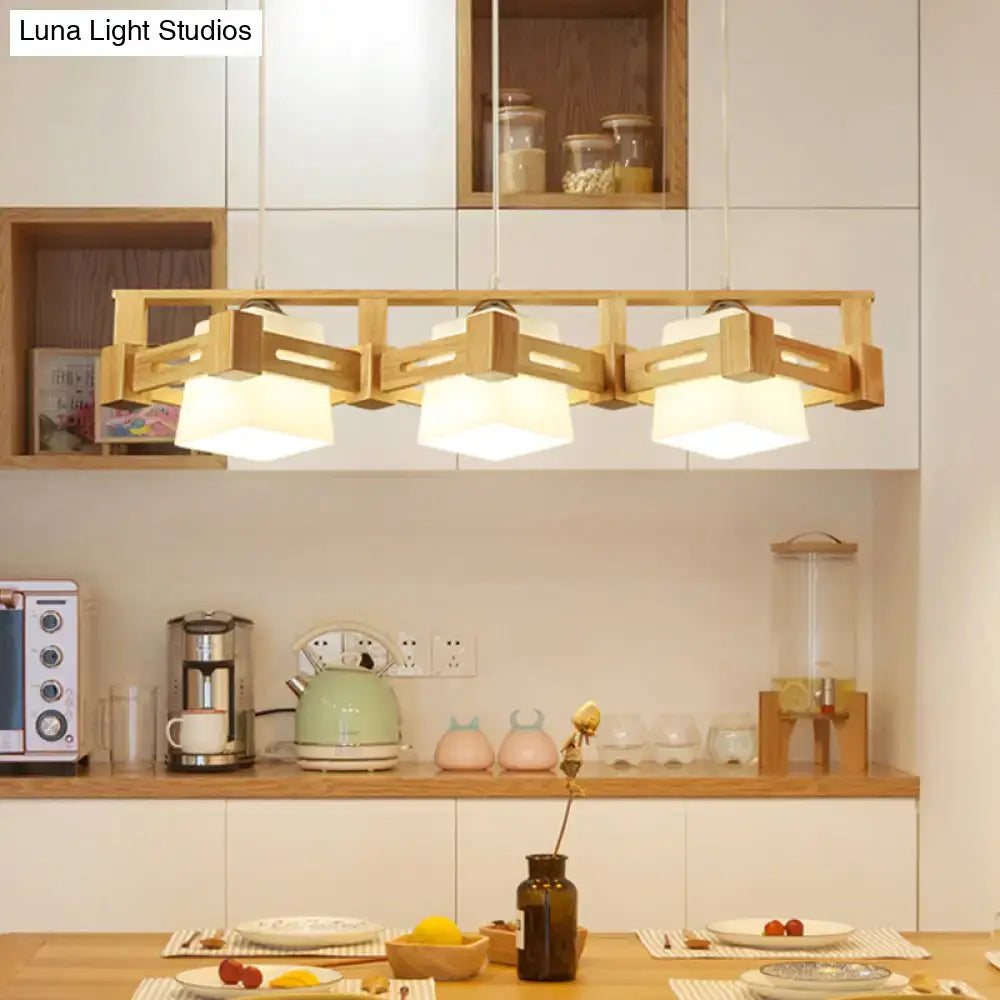 Wood Frosted Glass Island Light