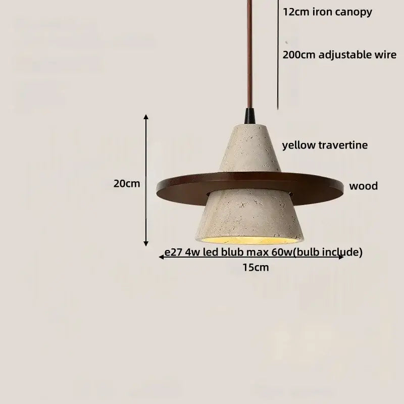 Travertine Iron Pendant Light