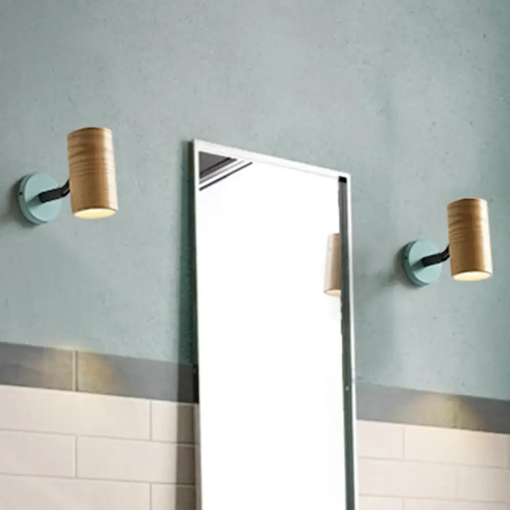 Yellow Green Wood Metal Wall Sconce