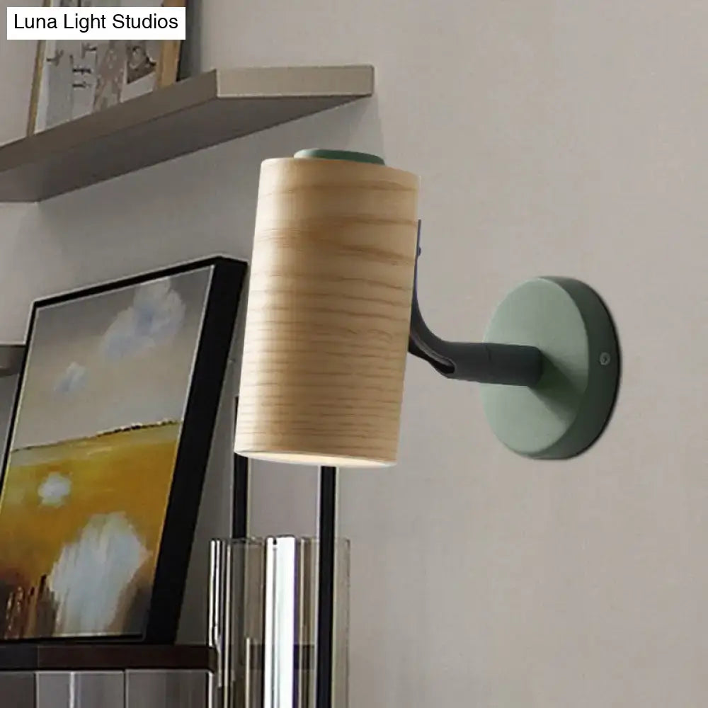 Yellow Green Wood Metal Wall Sconce