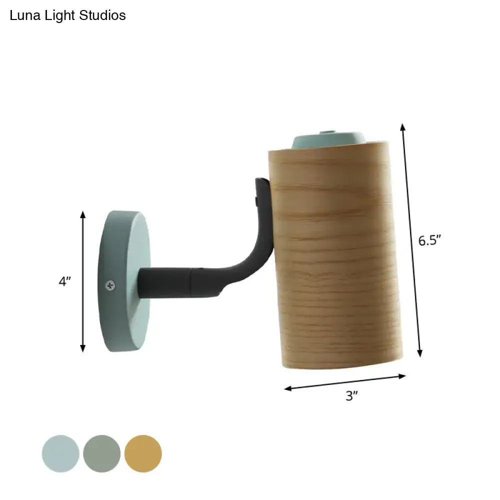 Yellow Green Wood Metal Wall Sconce