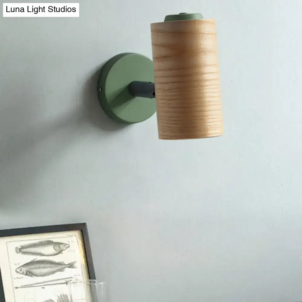 Yellow Green Wood Metal Wall Sconce