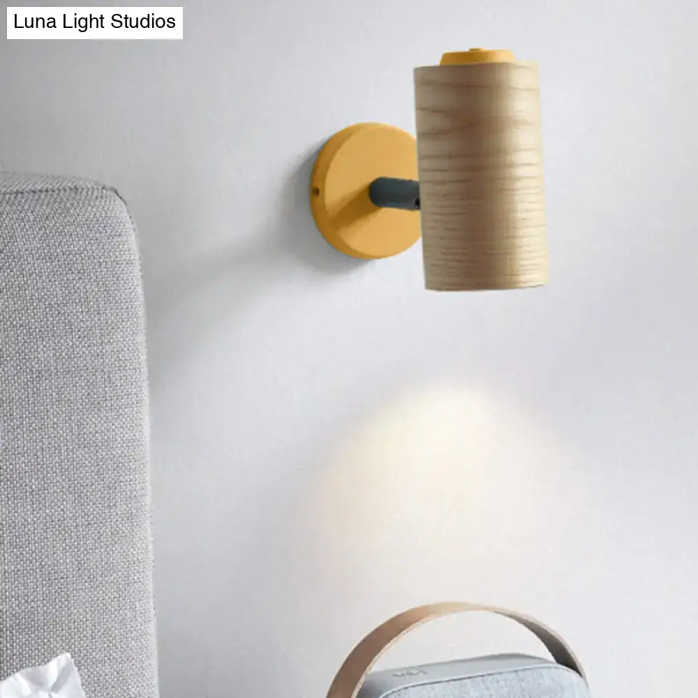 Yellow Green Wood Metal Wall Sconce