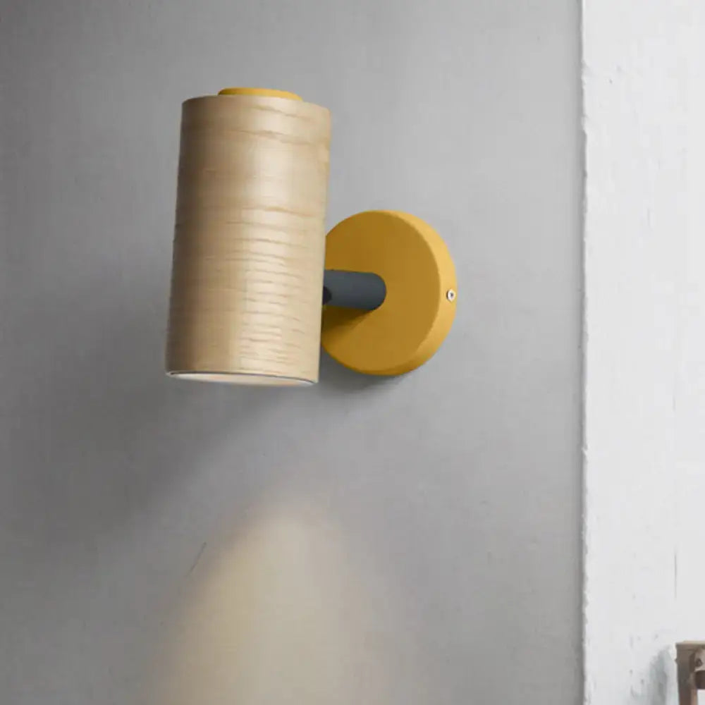 Yellow Green Wood Metal Wall Sconce