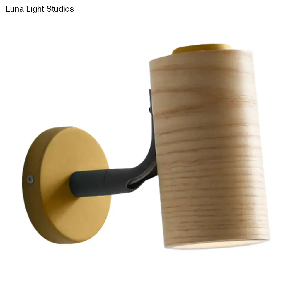 Yellow Green Wood Metal Wall Sconce