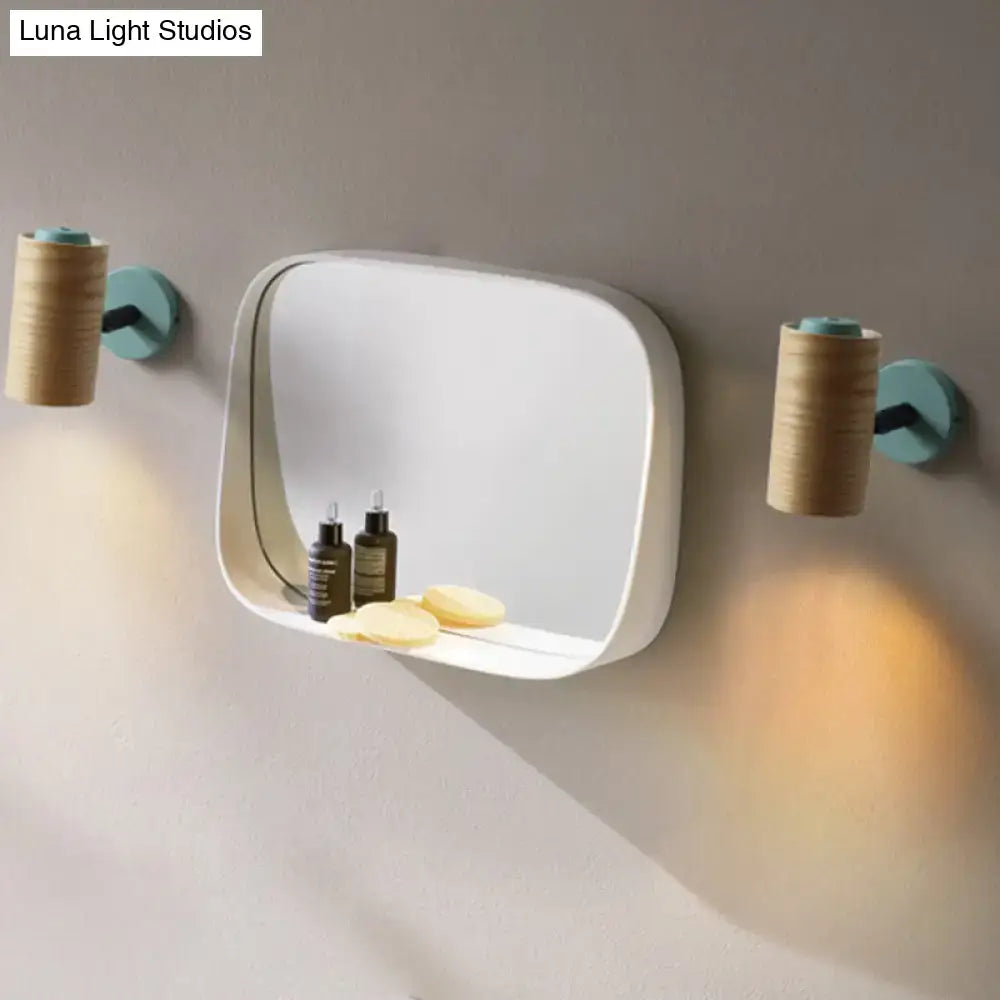 Yellow Green Wood Metal Wall Sconce