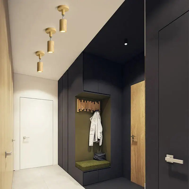 Wood Two-Head Ceiling Light