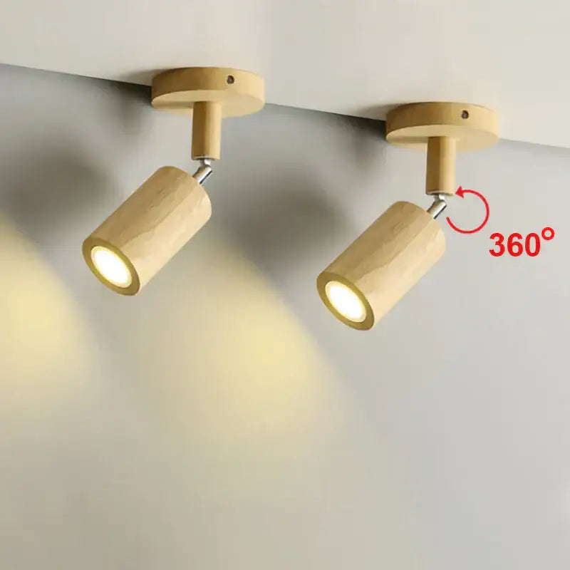 Wood Two-Head Ceiling Light