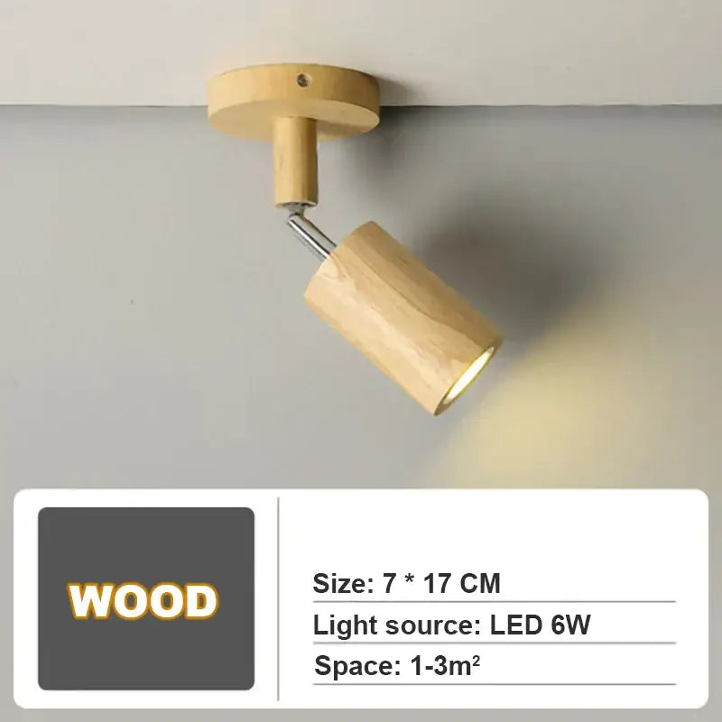 Wood Two-Head Ceiling Light
