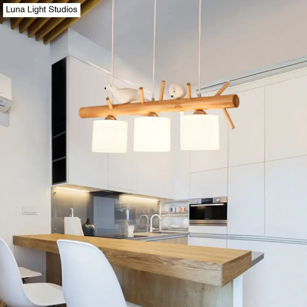Wood Cylinder Hanging Light