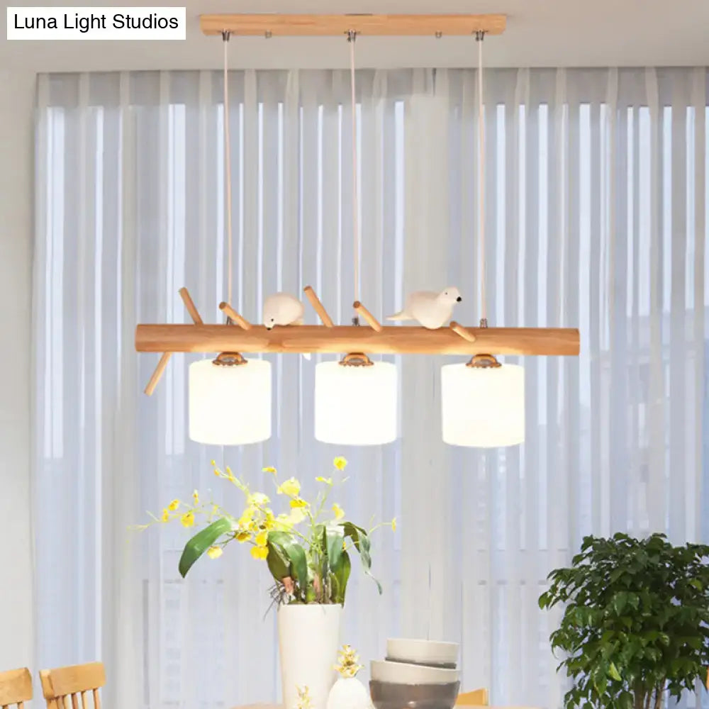 Wood Cylinder Hanging Light