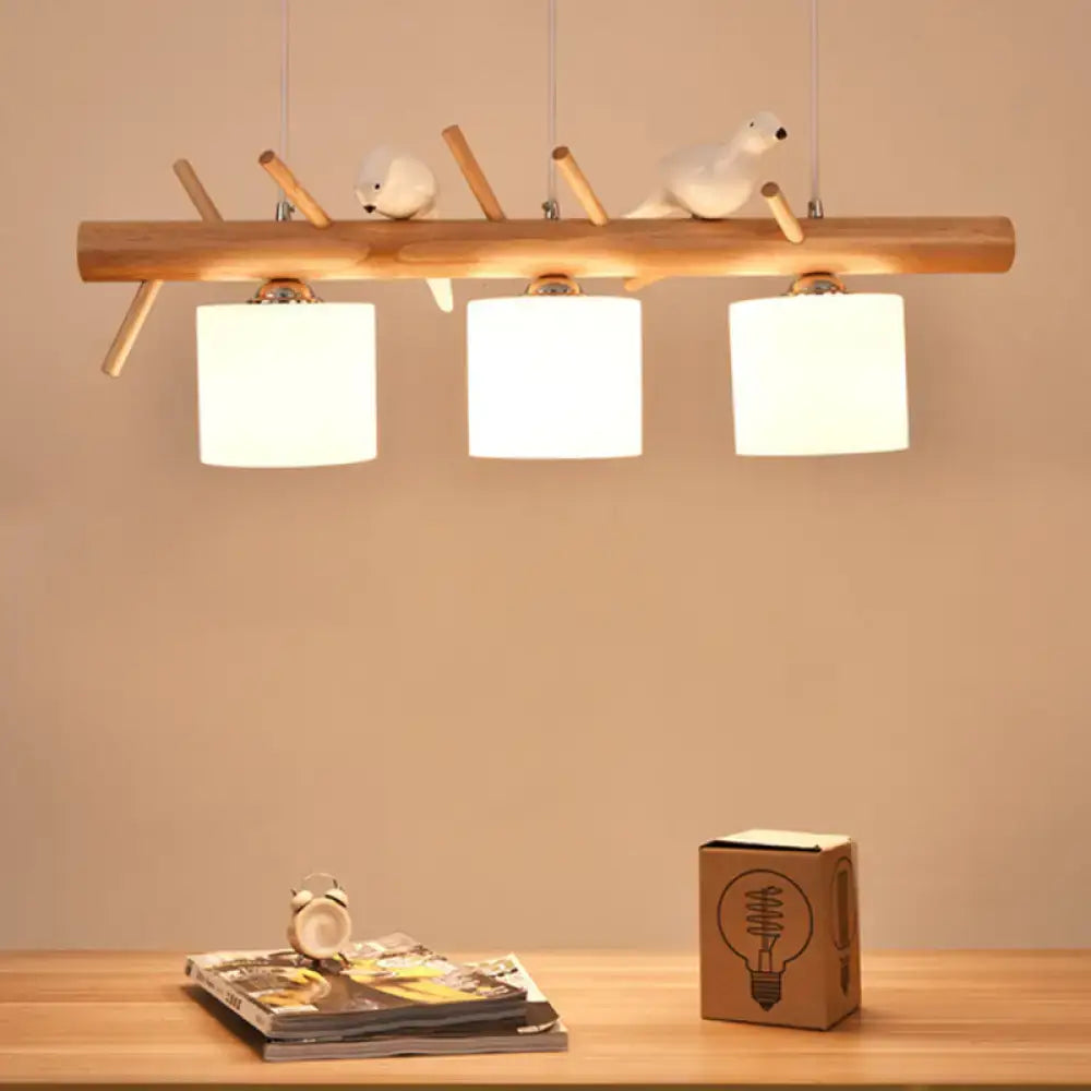 Wood Cylinder Hanging Light