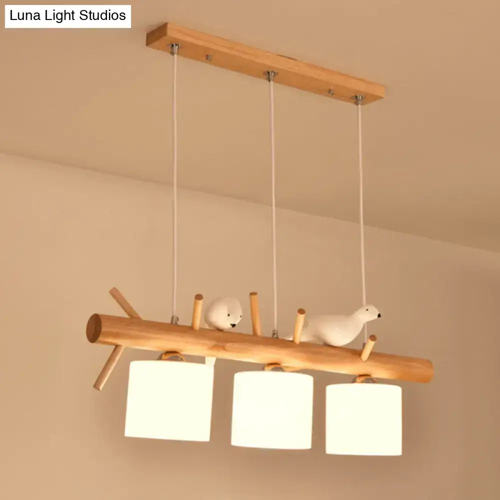 Wood Cylinder Hanging Light